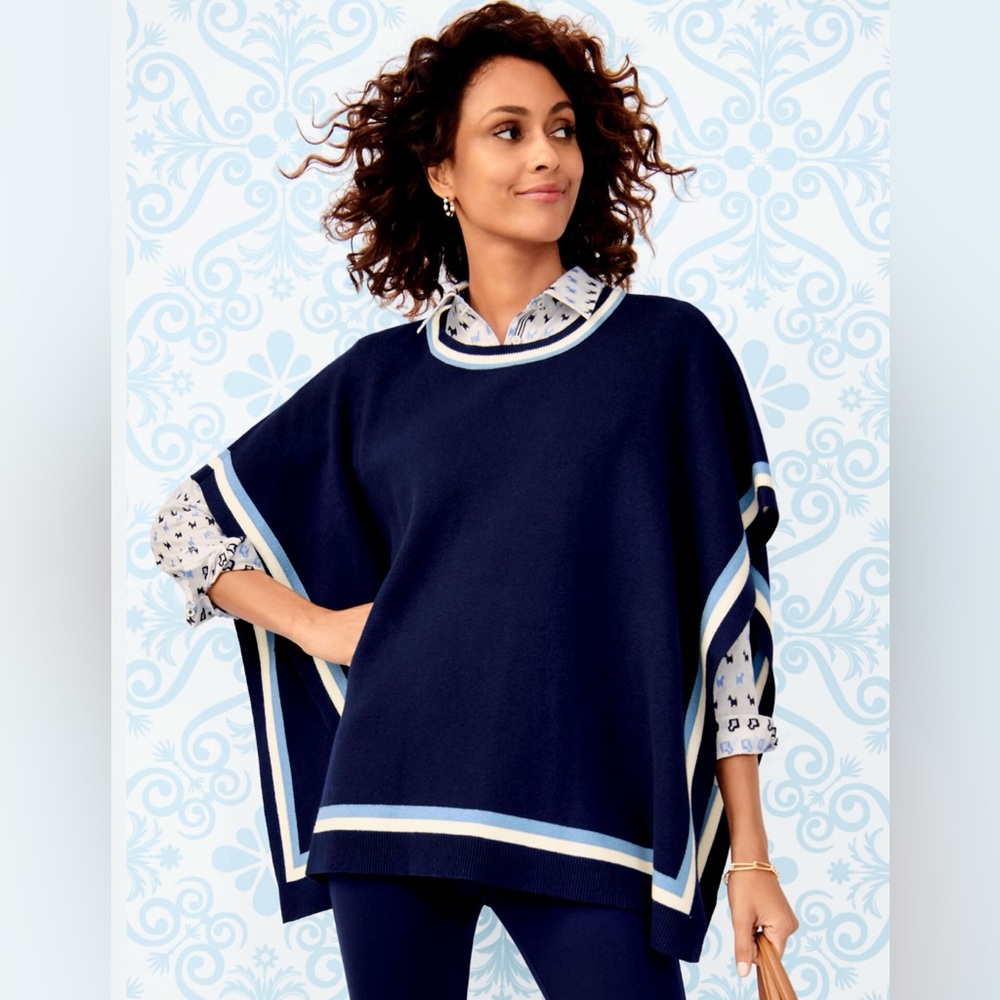 Talbots Crewneck Poncho in Navy Size XS/S